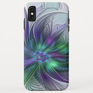 Purple Green Flower Modern Abstract Art Fractal iPhone XS Max Case