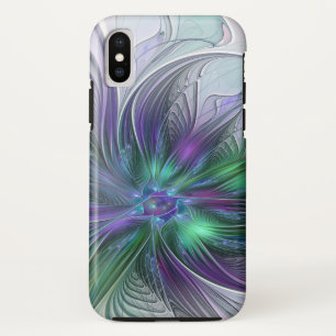 Purple Green Flower Modern Abstract Art Fractal iPhone XS Case