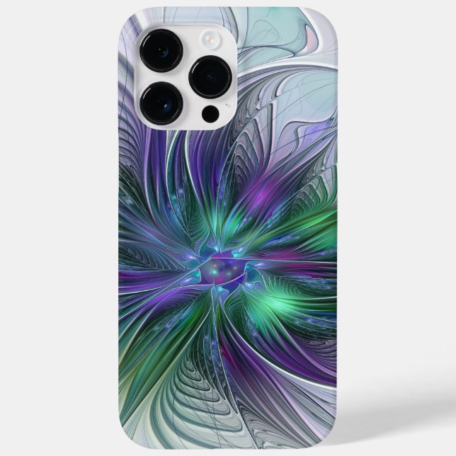 Purple Green Flower Modern Abstract Art Fractal Case-Mate iPhone Case (Back)