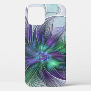 Purple Green Flower Modern Abstract Art Fractal iPhone 12 Pro Case