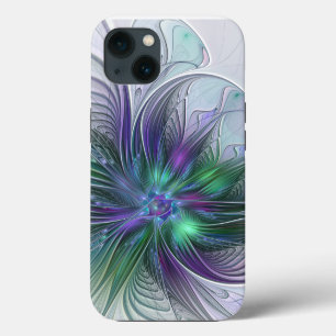 Purple Green Flower Modern Abstract Art Fractal iPhone 13 Case