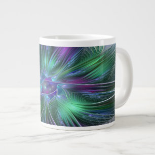 Purple Green Flower Modern Abstract Art Fractal Large Coffee Mug
