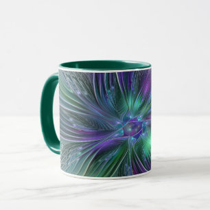 Purple Green Flower Modern Abstract Art Fractal Mug