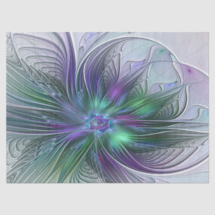 Purple Green Flower Modern Abstract Art Fractal Tissue Paper