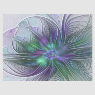 Purple Green Flower Modern Abstract Art Fractal Tissue Paper
