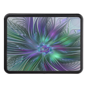 Purple Green Flower Modern Abstract Art Fractal Trailer Hitch Cover