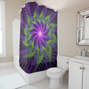 Purple Green Flower Modern Abstract Fractal Art