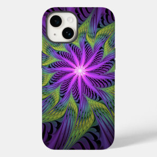 Purple Green Flower Modern Abstract Fractal Art Case-Mate iPhone 14 Case