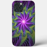 Purple Green Flower Modern Abstract Fractal Art