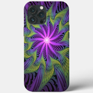 Purple Green Flower Modern Abstract Fractal Art iPhone 13 Pro Max Case