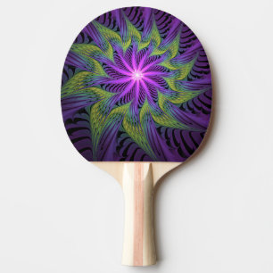 Purple Green Flower Modern Abstract Fractal Art Ping Pong Paddle