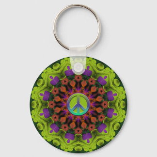 Purple Green : Geometric Mandala Art Keychain