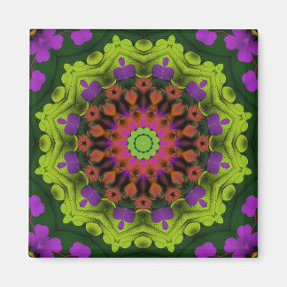 Purple Green : Geometric Mandala Art Magnet