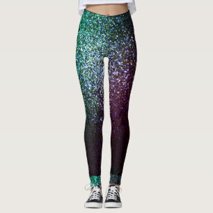 Purple green glitter leggings