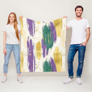 Purple Green Gold Carnival Mardi Gras Fleece Blanket
