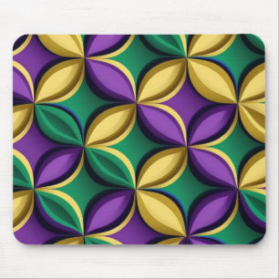 PURPLE GREEN GOLD MARDI GRAS COLORED PATTERN MOUSE PAD