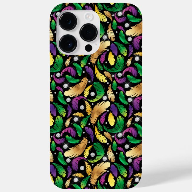 PURPLE GREEN GOLD MARDI GRAS FEATHERS Case-Mate iPhone CASE (Back)