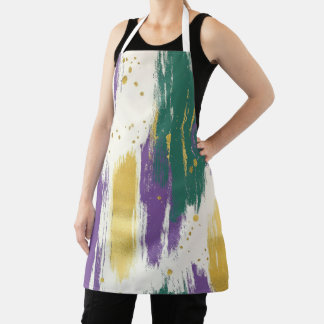 Purple Green Gold Mardi Gras Kitchen Apron