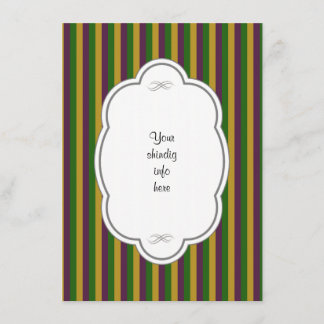 Purple, Green & Gold Mardi Gras Striped Invitation