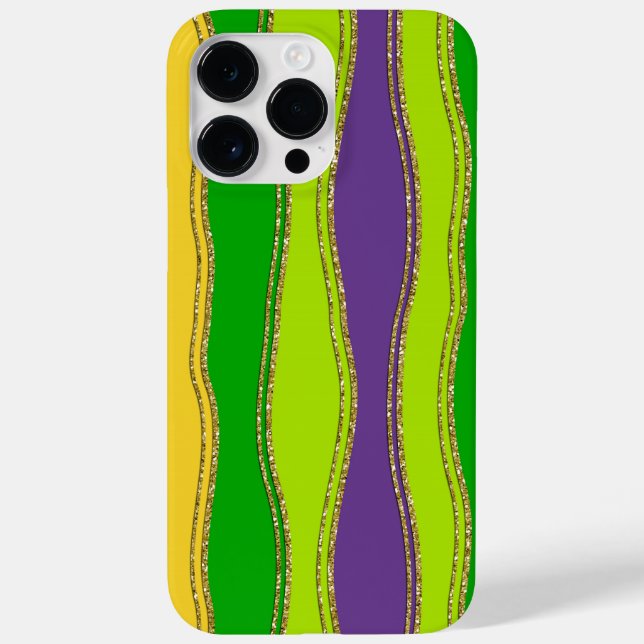 PURPLE GREEN GOLD MARDI GRAS STRIPES Case-Mate iPhone CASE (Back)