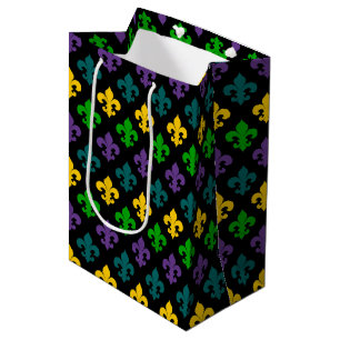 PURPLE GREEN GOLD MARDI GRAS SYMBOL  MEDIUM GIFT BAG