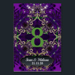 Purple Green Gold Sparkle Table Number Card<br><div class="desc">Modern design in Vintage lace - Gothic renaissance  ~ decorative medieval fusion - elegant and unique table numbers | alternative designs suited for non-traditional weddings or for any special event & occasions. Made with ❤ by Webgrrl.art</div>