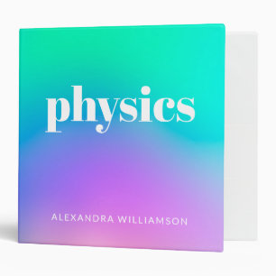 Purple Green Gradient Name Physics School Subject Binder