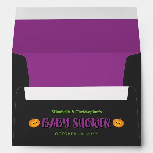 Purple Green Halloween Baby Shower Envelope (Back (Bottom))
