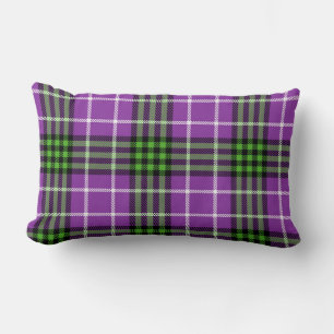PURPLE & GREEN HALLOWEEN INSPIRED PLAID LUMBAR PILLOW