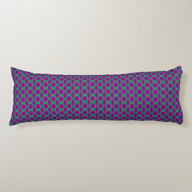 Purple Green Hexagon Pattern Body Pillow (Front)