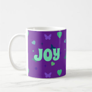 purple green joy coffee mug