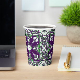 Purple/Green Murder of Crows Kaleidoscope Party Paper Cups