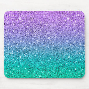 Purple & green ombre glitter & sparkles texture mouse pad