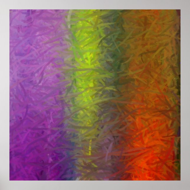 Purple Green Orange Abstract Art Painting 2 Poster (Front)