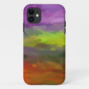 Purple Green Orange Abstract Art Painting 5 iPhone 11 Case