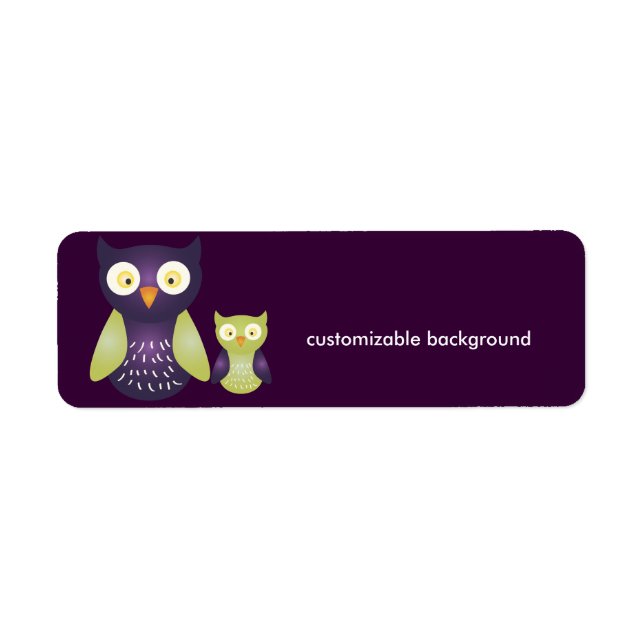 Purple / Green Owls, customizable background (Front)