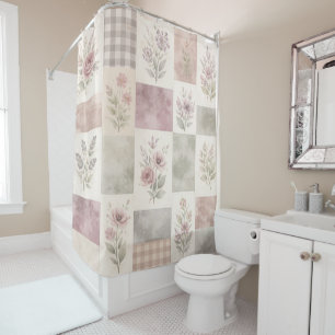 Purple Green Pastel Quilt Patchwork Floral Gingham