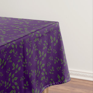 Purple green  pattern leaves  elegant stylish tablecloth