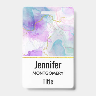 Purple, Green, Pink Flowing Colours Elegant Badge