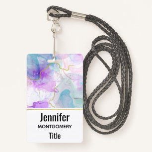 Purple, Green, Pink Flowing Colours Elegant Badge