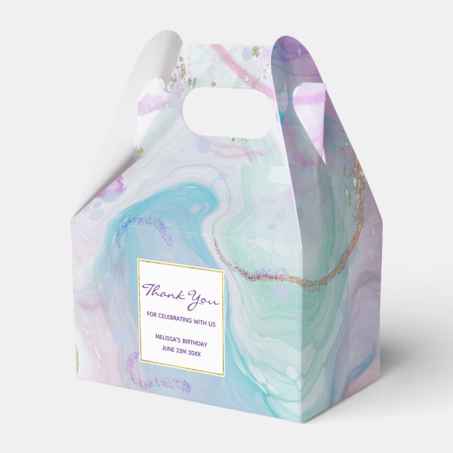 Purple, Green, Pink Flowing Colours Elegant Favor Box (Front Side)