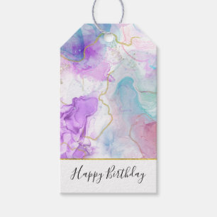 Purple, Green, Pink Flowing Colours Elegant Gift Tags