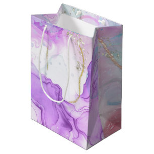 Purple, Green, Pink Flowing Colours Elegant Medium Gift Bag