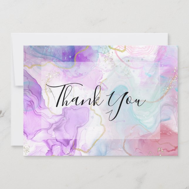 Purple, Green, Pink Flowing Colours Thank You (Front)