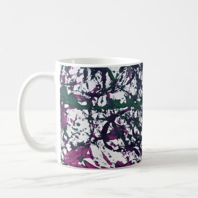 Purple, Green, Pink, Marble Artwork Coffee Mug (Left)
