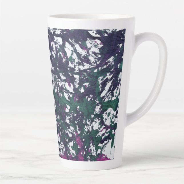 Purple, Green, Pink, Marble Artwork Latte Mug (Right)
