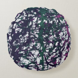 Purple, Green, Pink, Marble artwork Round Pillow