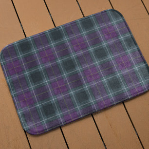 Purple Green Plaid Bath Mat