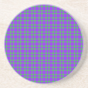 Purple Green Plaid Pattern Coaster