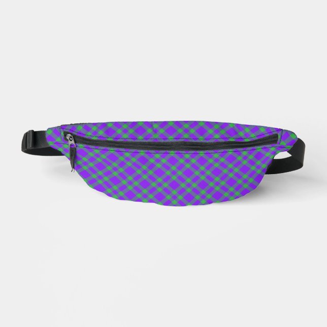 Purple Green Plaid Pattern Fanny Pack (Front)